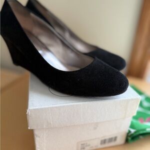 Boden Black Suede Wedge Shoes